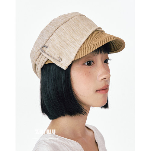 知雾时髦搭配拼接草帽女马术帽