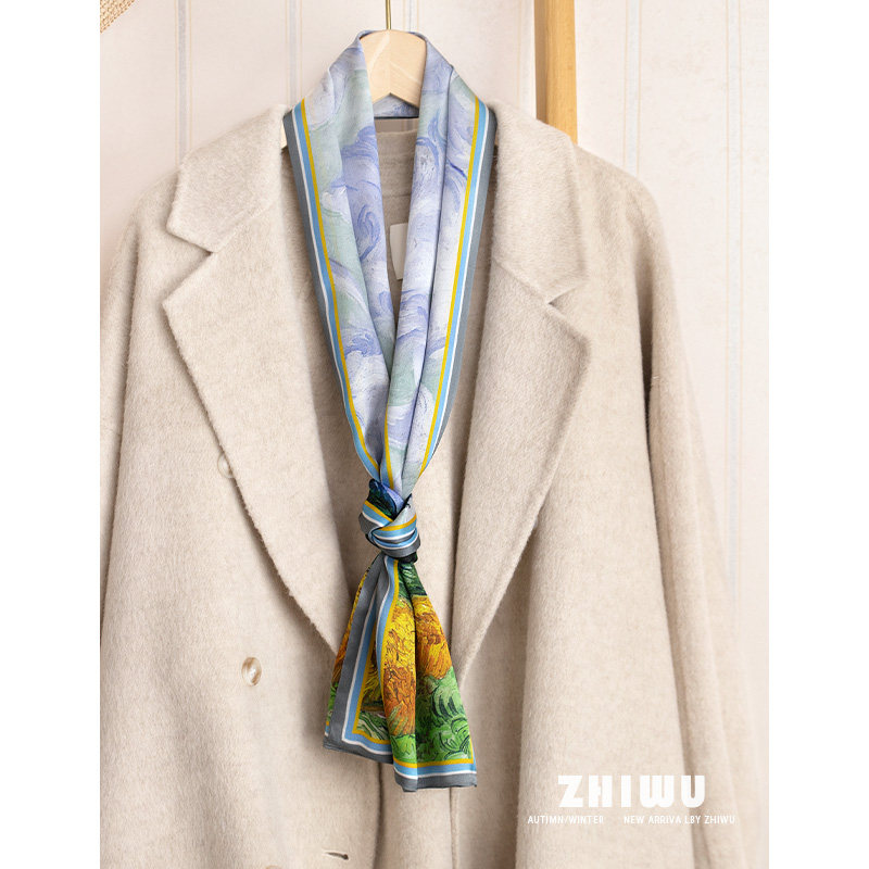 知雾~春季油画真丝双面丝巾女百搭高级感搭配西装领巾桑蚕丝飘带,服饰配件/皮带/帽子/围巾,围巾/丝巾/披肩,淘宝优惠券,粉丝福利购,淘宝优惠卷