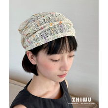 ZHIWU~ins风彩色玻璃糖针织堆堆帽女春夏季甜美薄款镂空包头帽子