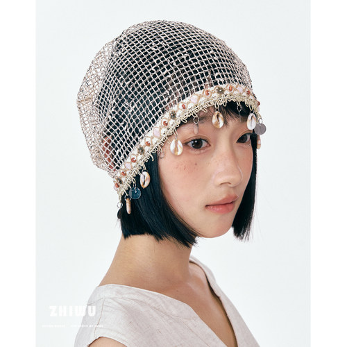 知雾氛围感贝壳吊坠堆堆帽女