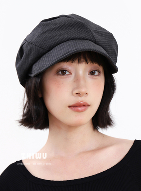 知雾褶皱云朵报童帽女八角贝雷帽
