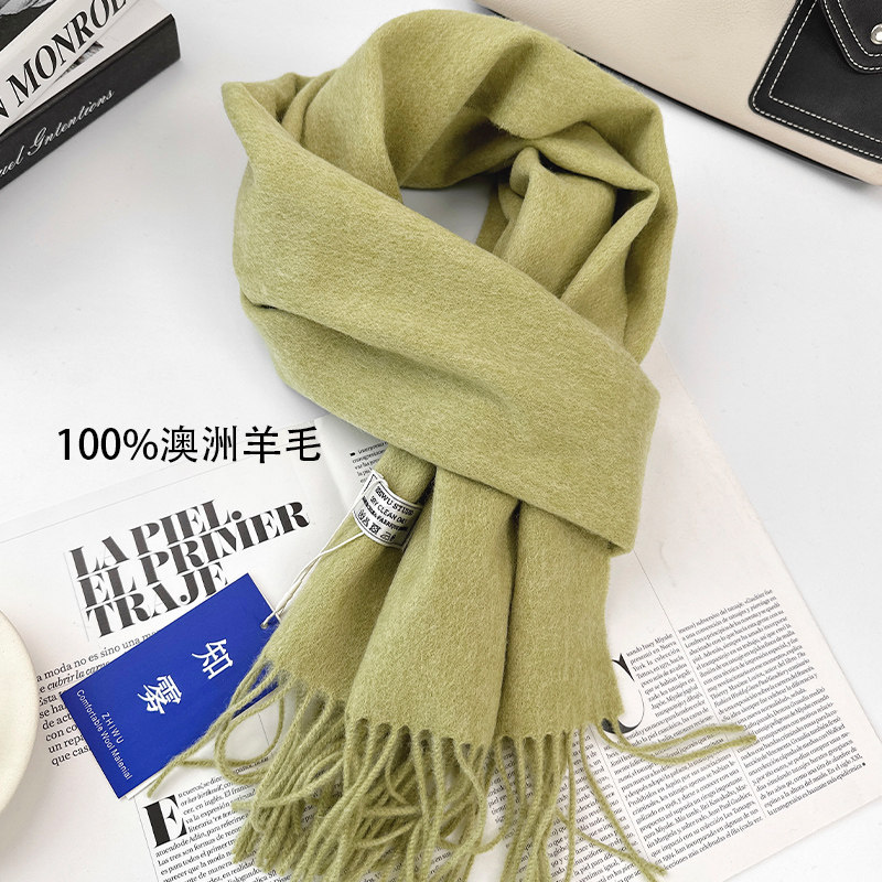 专柜品质~100%澳洲纯羊毛羊绒围巾高级感冬季保暖窄围脖男女礼物