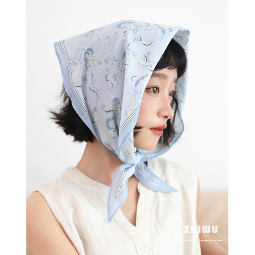 知雾日系氛围感搭配丝巾女纯棉
