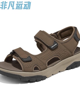 Skechers斯凯奇男士夏季轻质缓震舒适百搭休闲魔术贴凉鞋205724