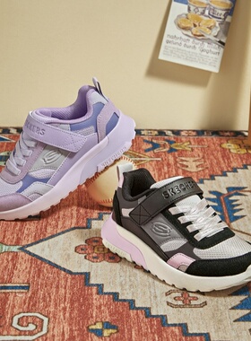 Skechers斯凯奇女童魔术贴复古慢跑鞋厚底缓震休闲运动鞋310271L