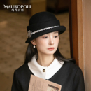 法式 显脸小卷边渔夫帽 赫本风羊毛礼帽女留洋千金帽秋冬帽子女款