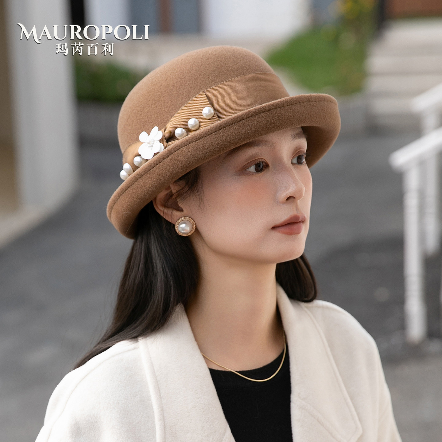 100%羊毛礼帽女复古显脸小