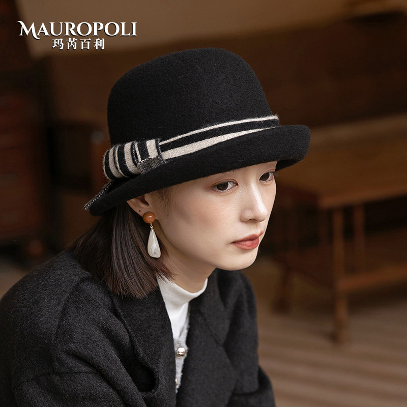 mauropoli渔夫帽出游复古女秋冬