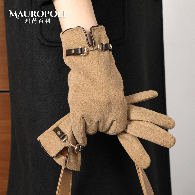 MauroPoli德绒手套女款防寒加绒