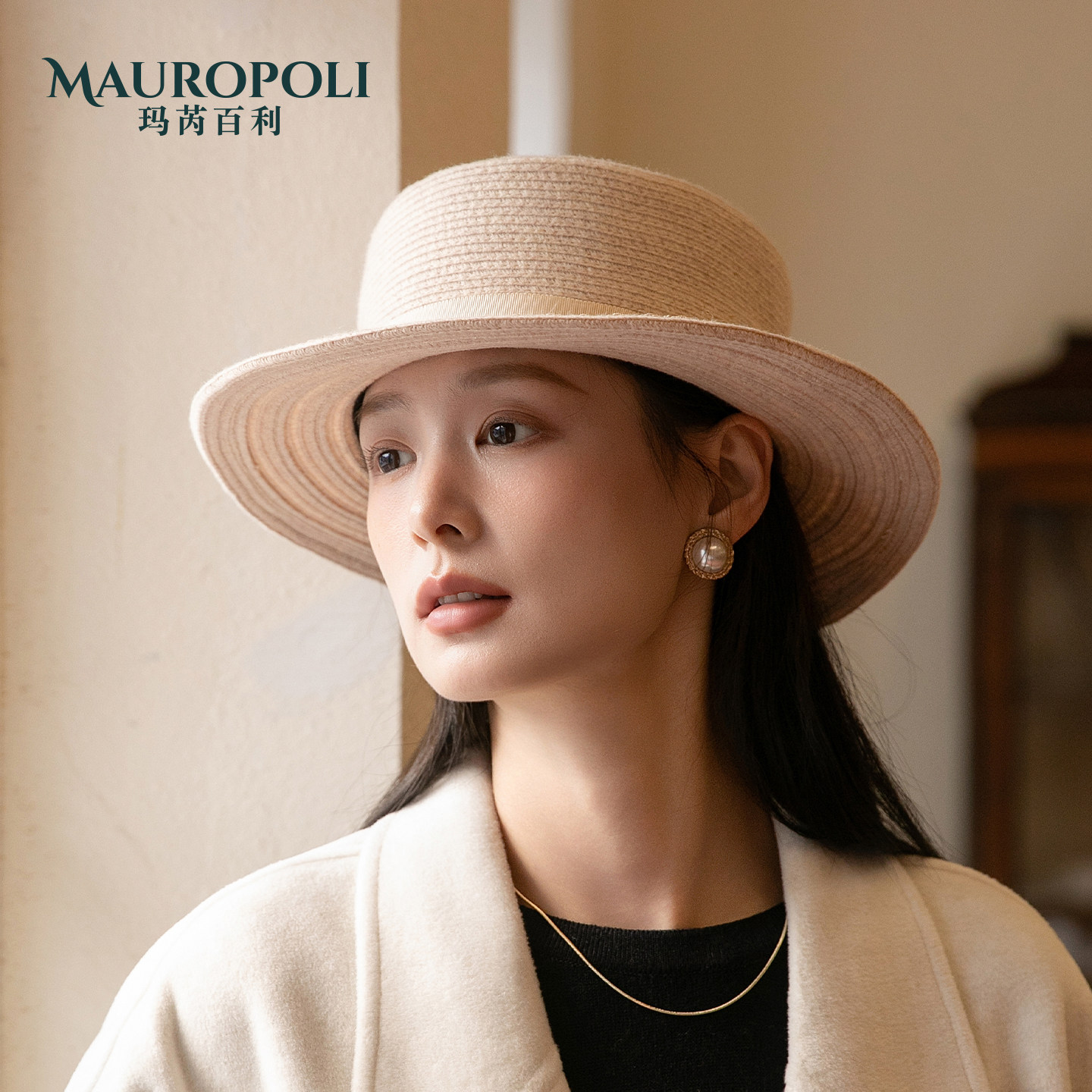 法式复古羊毛礼帽女赫本风显脸小