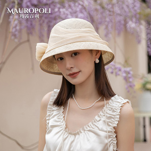 法式优雅草帽女新款麻纱编织防晒遮阳帽子夏季灯罩式时尚名媛礼帽