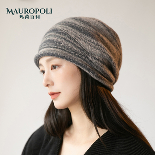 日系羊毛针织帽女秋冬新款保暖毛线帽时尚大头围冷帽复古帽子女款