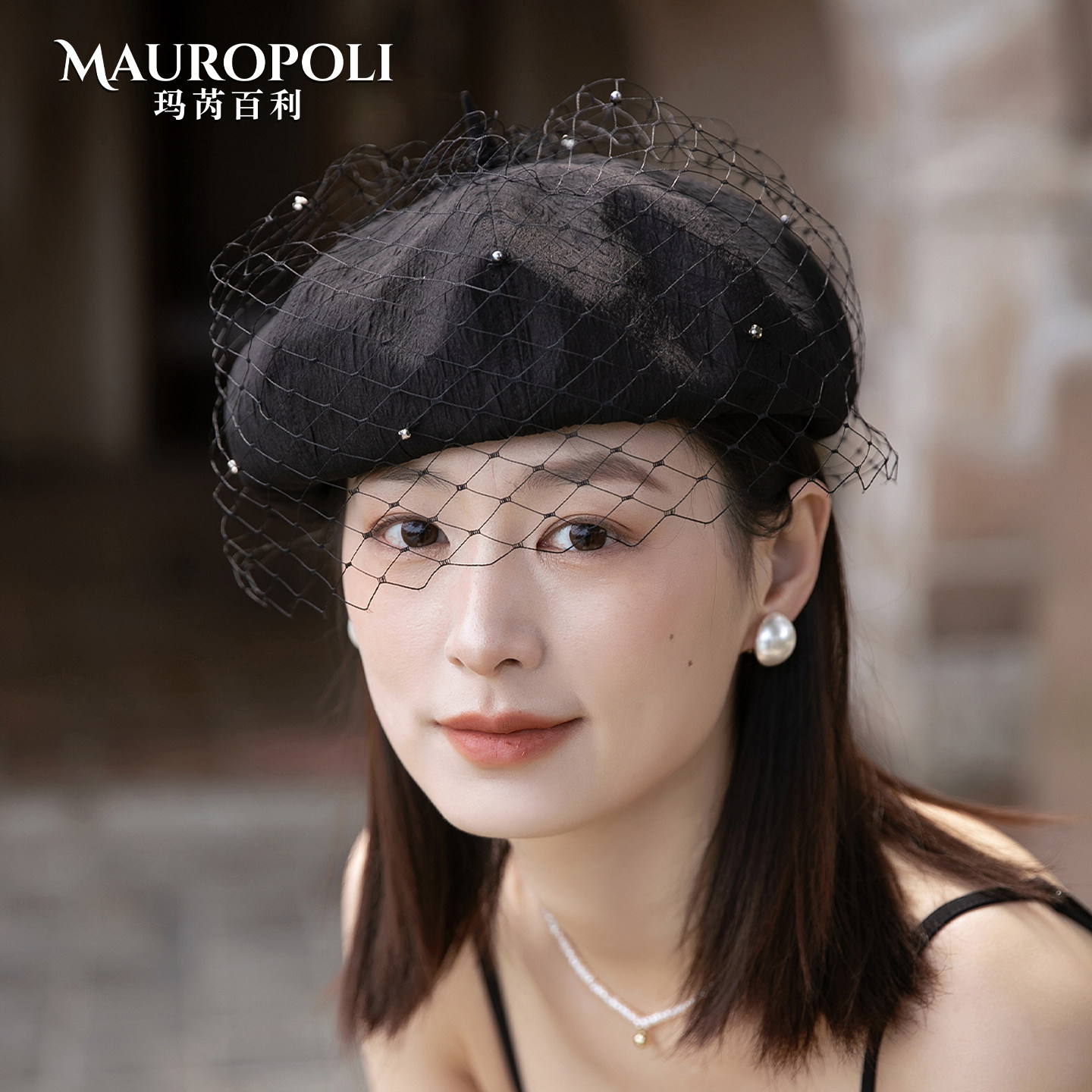 夏季黑色网纱贝雷帽子女款2025新款蓓蕾帽春秋女士复古薄款画家帽