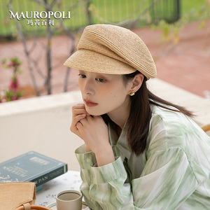 时尚拉菲草防晒草帽子女鸭舌帽2026新款夏季显脸小短檐折叠遮阳帽