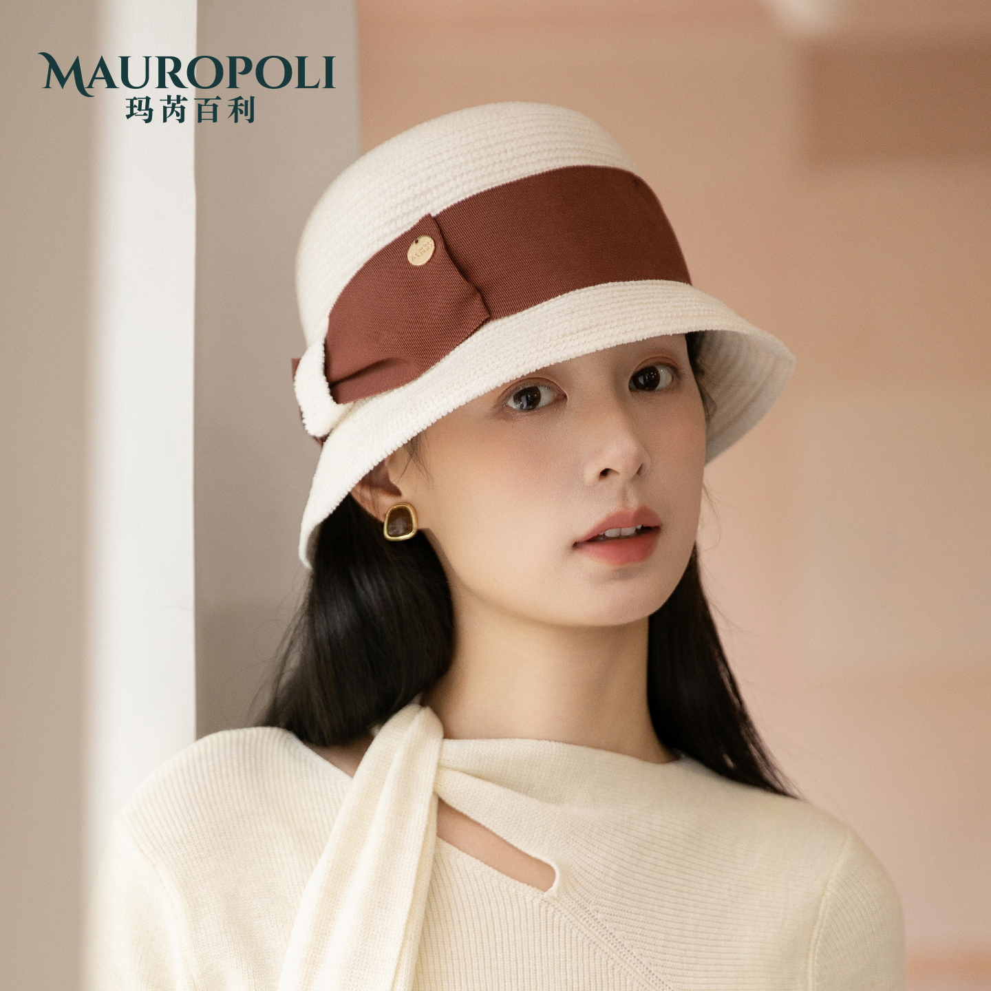 法式卷边显脸小渔夫帽女