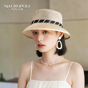 草帽女新款复古麻纱小礼帽夏季薄款透气草编度假遮阳帽时尚防晒帽