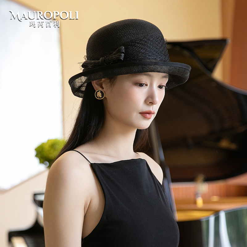MauroPoli日式大檐草帽女夏优雅