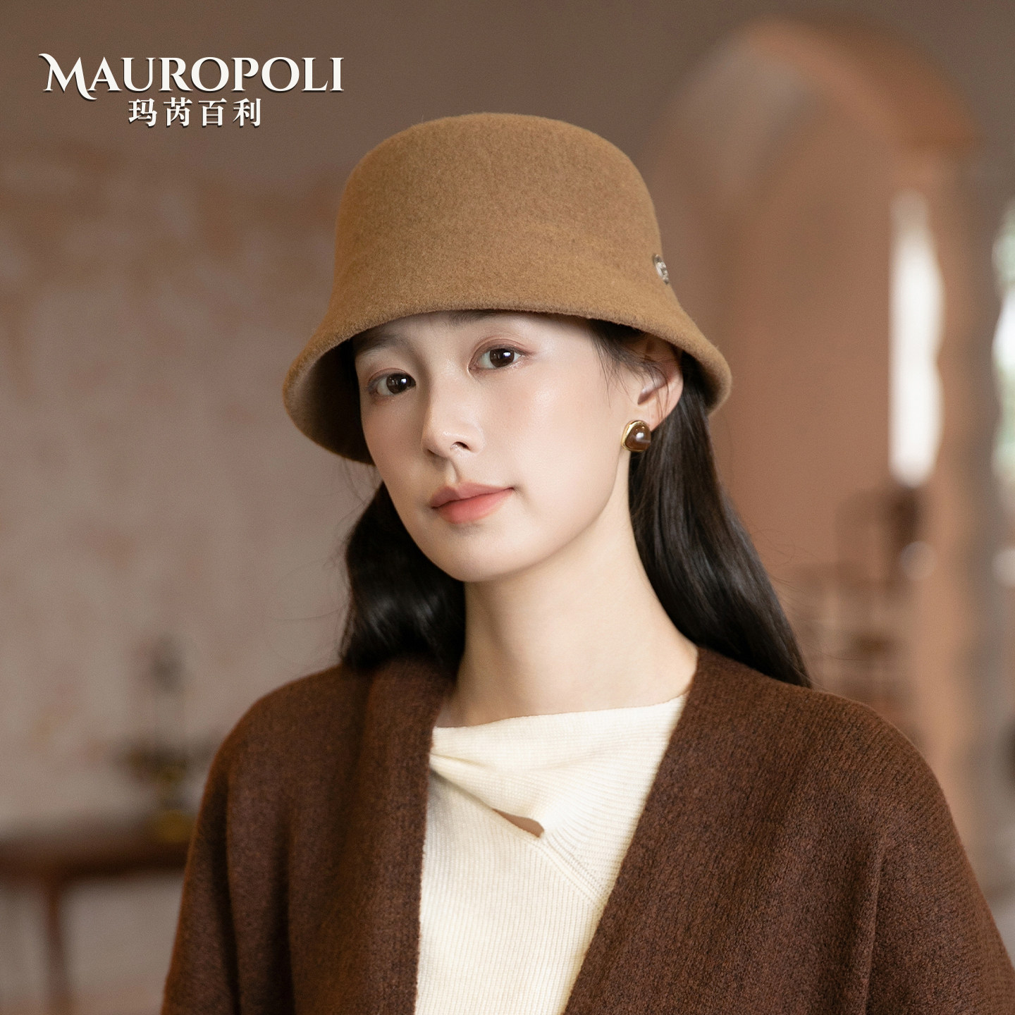 羊毛日系渔夫帽女秋冬保暖盆帽