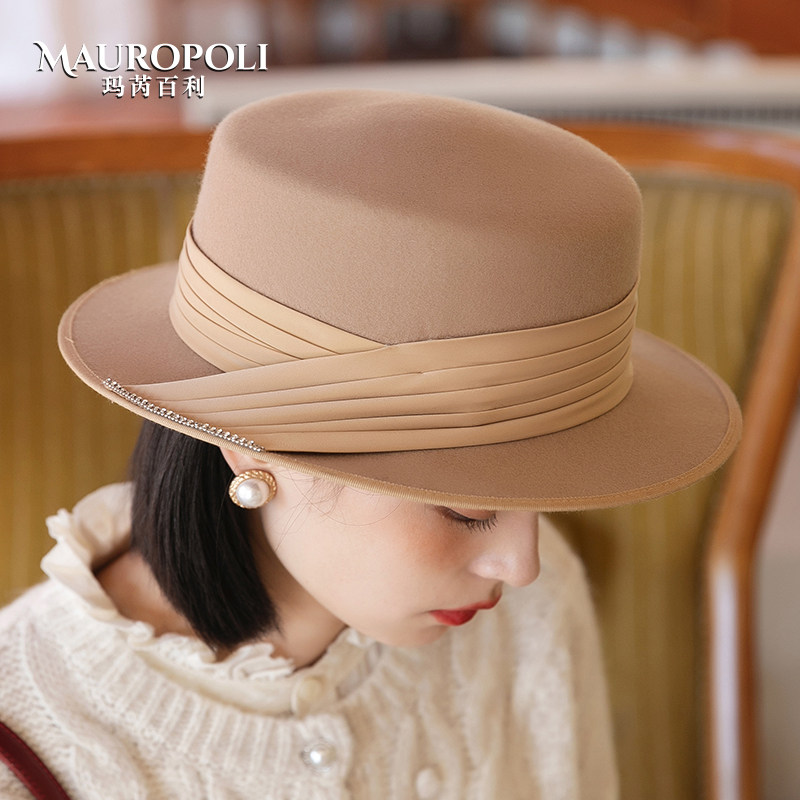 MauroPoli法式平顶礼帽女秋冬