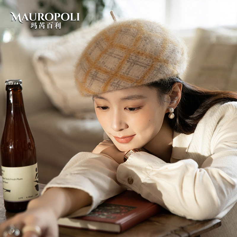 贝雷帽女秋冬羊毛日系保暖画家帽