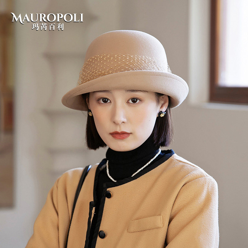 mauropoli渔夫帽出游复古女秋冬