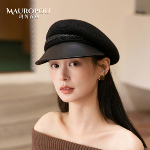 黑色复古报童帽女秋冬英伦2025新款帽子女款保暖百搭显脸小鸭舌帽