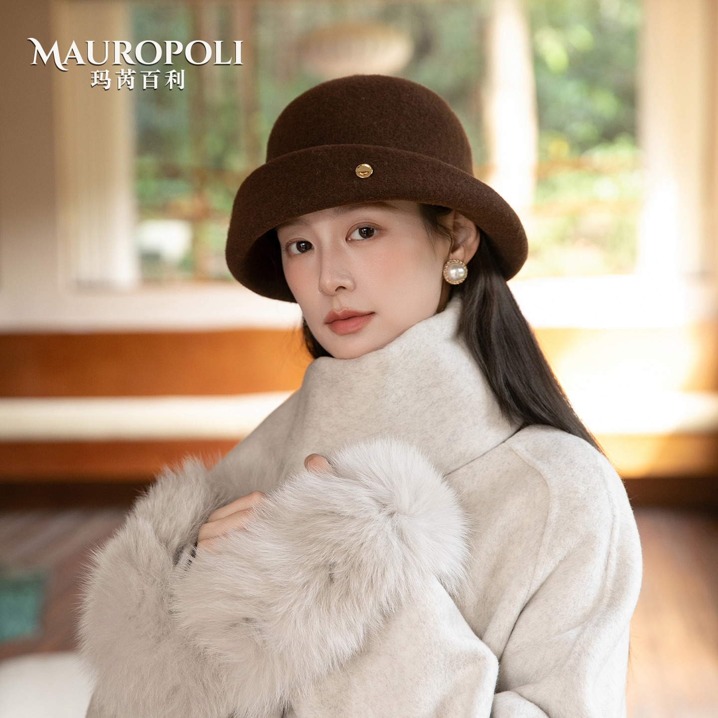 法式卷边羊毛礼帽女复古显脸小渔夫帽2025秋冬新款帽子时尚盆帽女