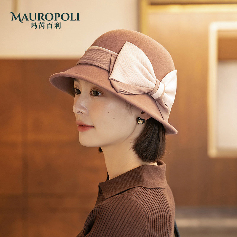 mauropoli渔夫帽出游优雅女秋冬