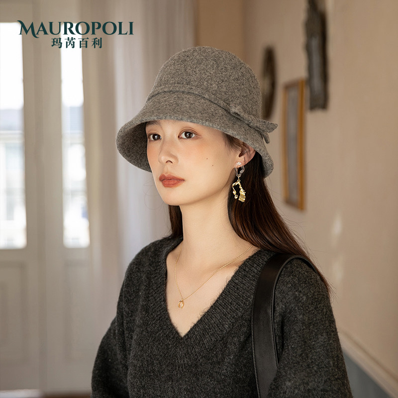 渔夫帽女秋冬大帽檐纯羊毛毡帽
