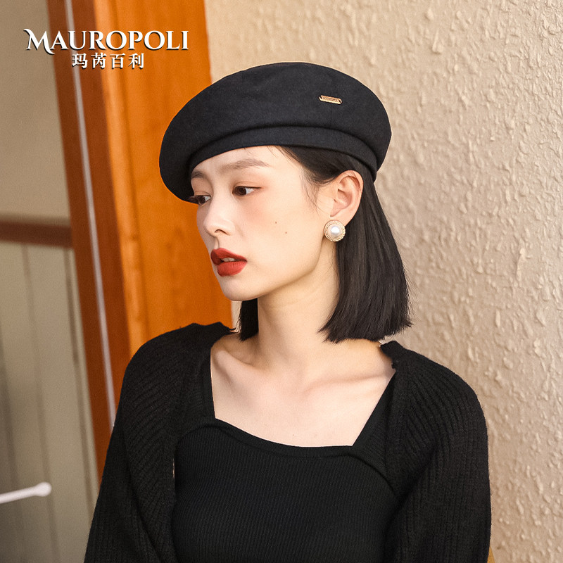 MauroPoli显脸小贝雷帽秋冬宽边