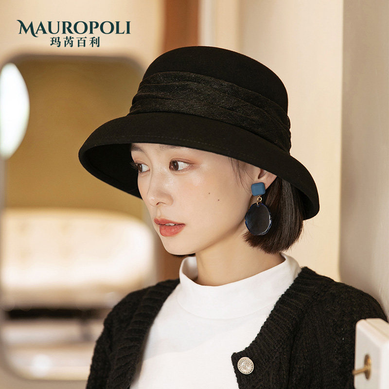 mauropoli渔夫帽出游复古女秋冬