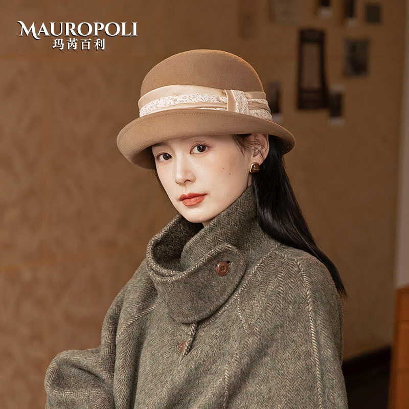 帽子礼帽女秋冬2025新款法式复古渔夫帽子女士时尚卷边纯羊毛盆帽,服饰配件/皮带/帽子/围巾,帽子,淘宝优惠券,粉丝福利购,淘宝优惠卷