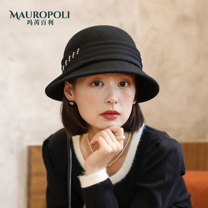 法式优雅复古渔夫帽女秋冬季圆顶羊毛礼帽女高端气质保暖百搭盆帽,服饰配件/皮带/帽子/围巾,帽子,淘宝优惠券,粉丝福利购,淘宝优惠卷
