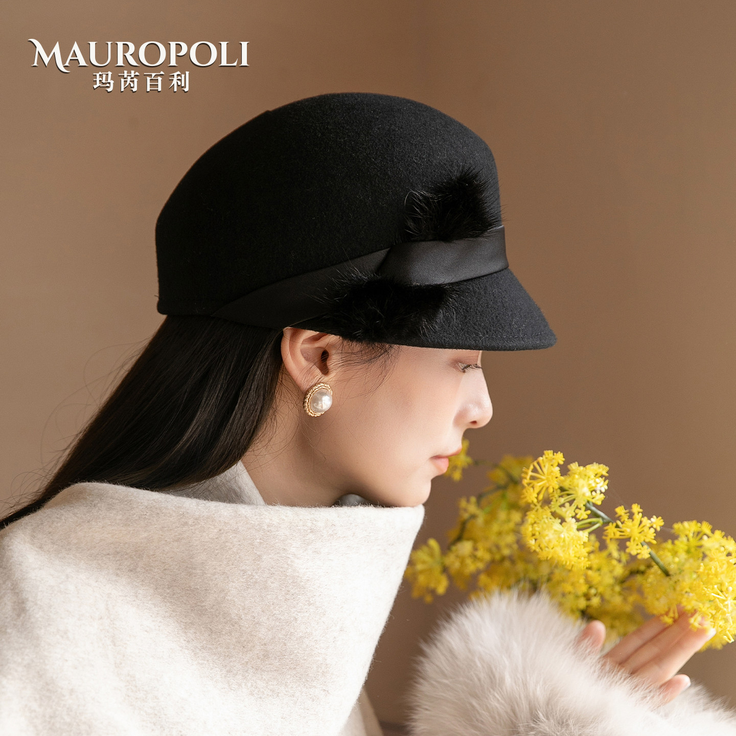 100%羊毛复古马术帽女气质报童帽