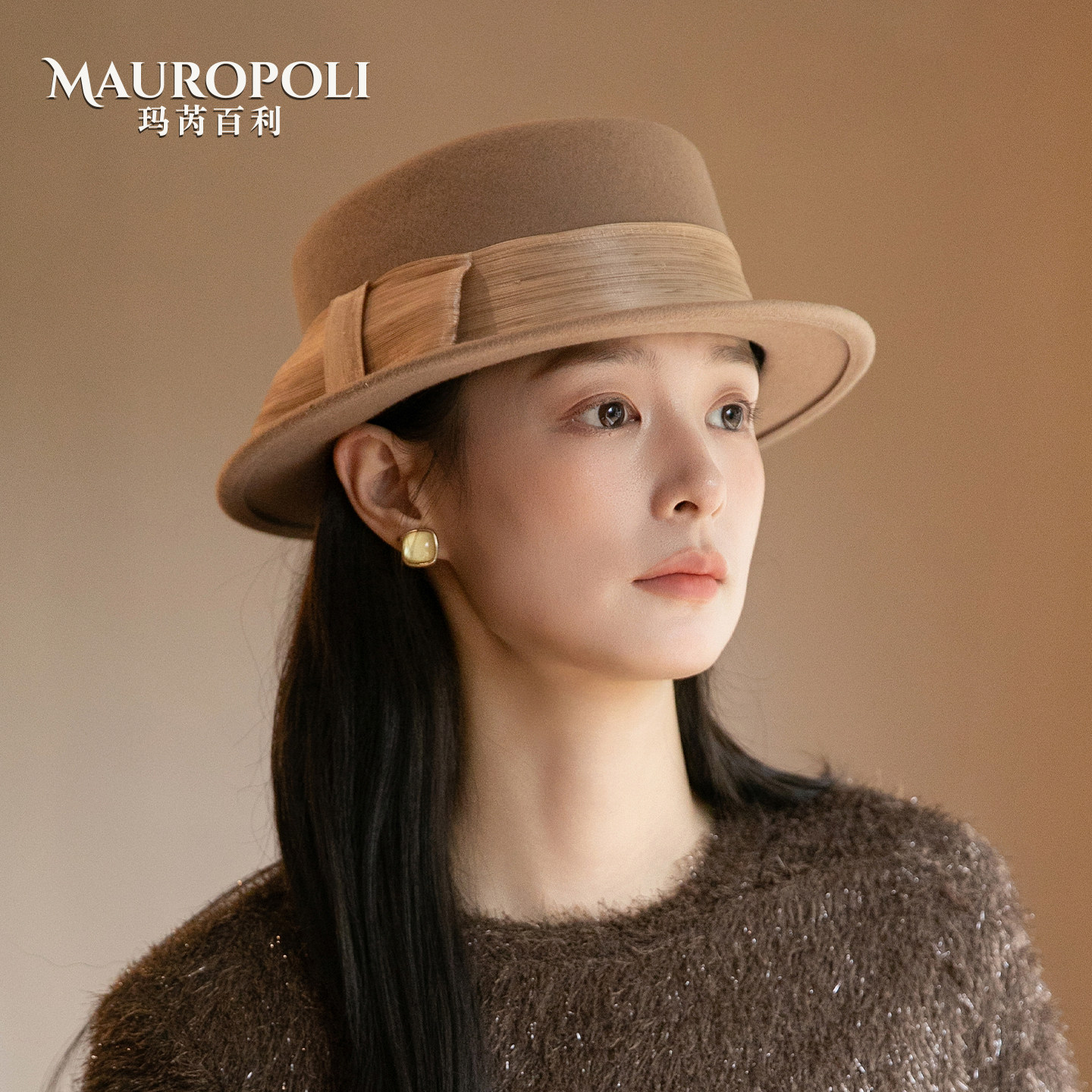100%羊毛礼帽女真丝麻装饰高级感