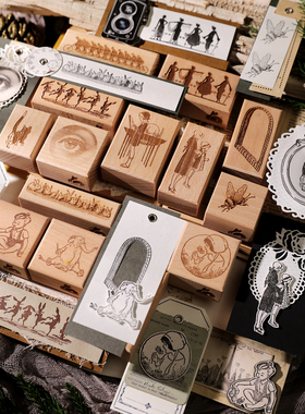 兔子家独家手账盐系百搭diy轻复古欧美风【精灵手札】榉木制印章