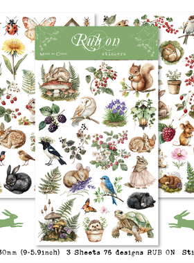 兔子家手帐拼贴素材布用转印纸刮刮乐春天森林动物手账Rub on