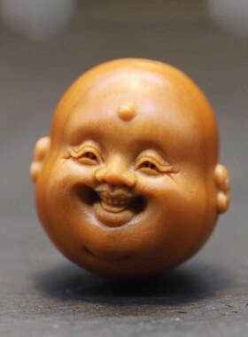 橄榄核吊坠十分开心笑佛弥勒手工精雕核雕橄榄胡雕刻单籽挂件