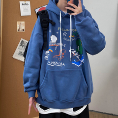 New cartoon men's clothing in autumn and winter with plush and thick Hong Kong style casual Hoodie