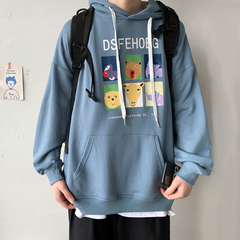 New ins Hong Kong Style printed loose sweater trend hooded and handsome top in autumn / winter 2020