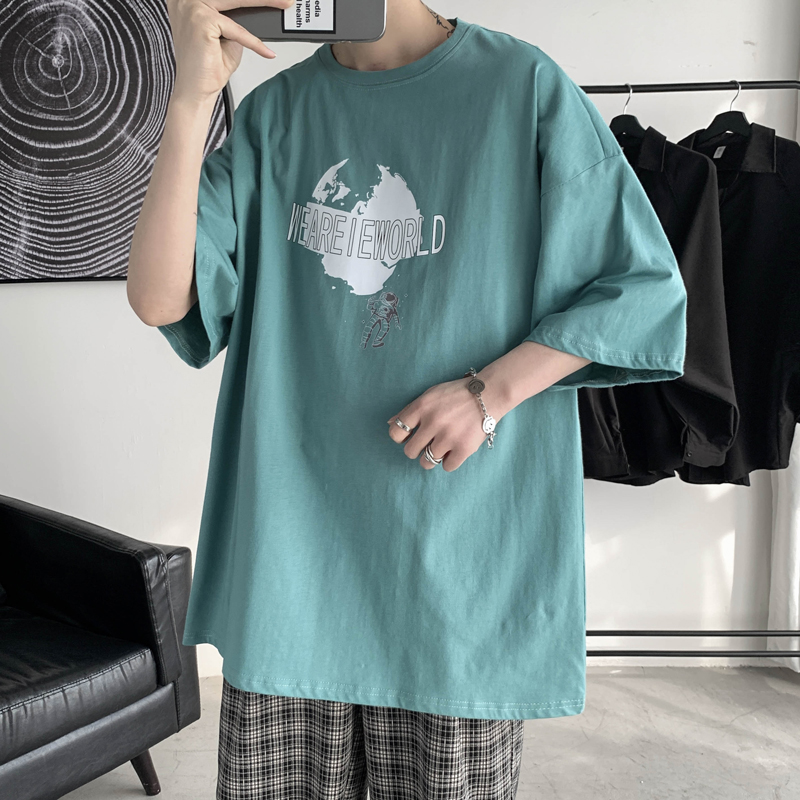 Summer Hong Kong style new printed short sleeve casual T-shirt men's Fashion Top