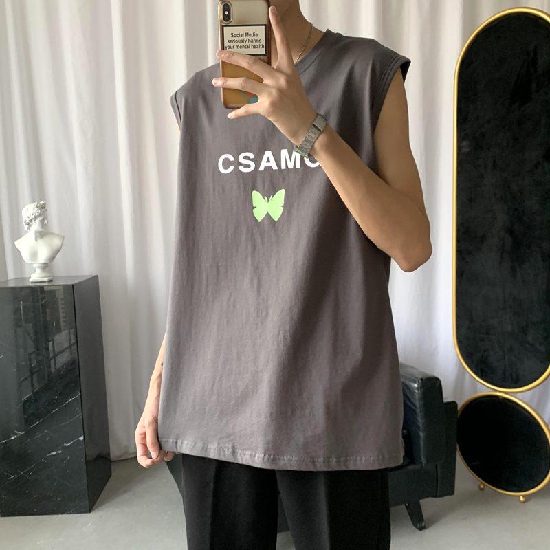 2021 new trend casual summer loose vest personalized printing fashion sleeveless T-shirt