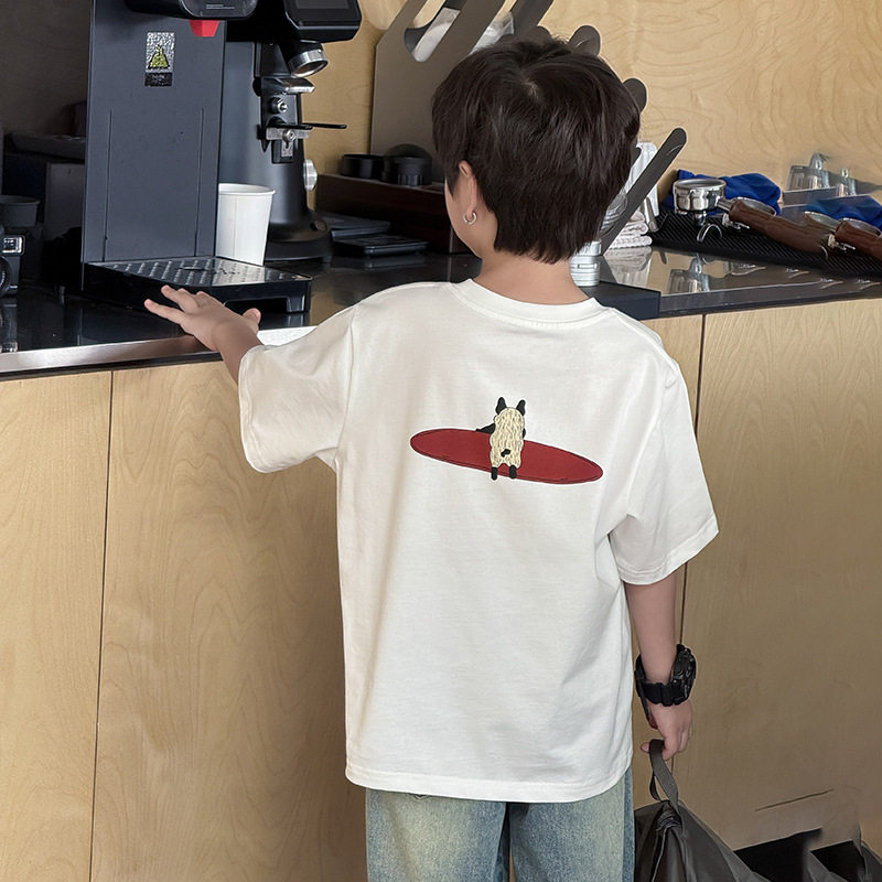 2026儿童可爱字母小狗短袖T恤男女童洋气全棉宽松凉爽上衣潮,童装/婴儿装/亲子装,T恤,淘宝优惠券,粉丝福利购,淘宝优惠卷