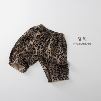 儿童豹纹棉质休闲长裤 韩版秋季新款 男女童宝宽松个性裤子潮童装