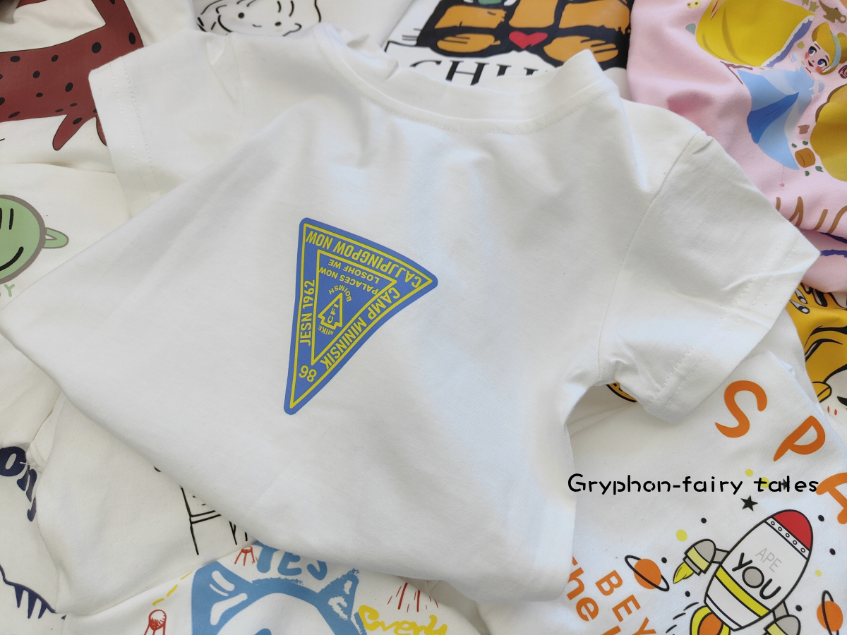 儿童百搭白色印花半袖上衣男童短袖T恤女童纯棉夏款体恤亲子装潮