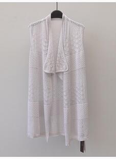 外披 针织开衫 米欧N高端大牌折扣专柜正品 3560亮线镂空中长无袖