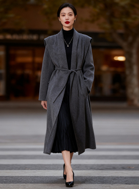 MAV高端羊绒品牌专柜价18800气质山羊绒+桑蚕丝+绵羊毛双面呢大衣