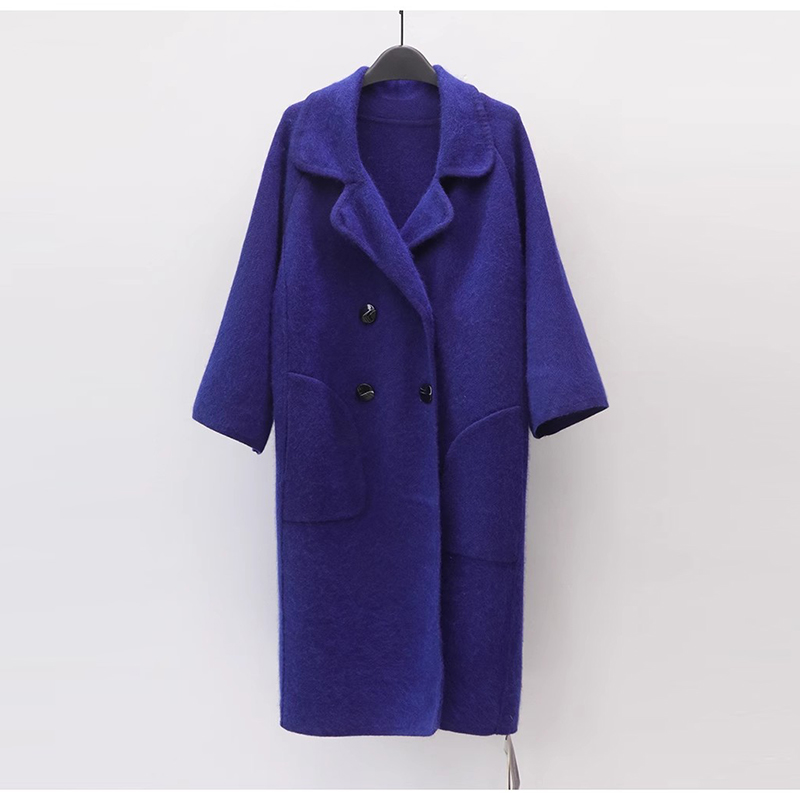 米欧N高端大牌折扣专柜正品7860柔软厚款羊毛+兔毛针织呢大衣外套