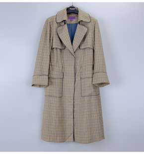 风衣 3560气质百搭格子收腰中长款 米欧N高端大牌女装 折扣专柜正品