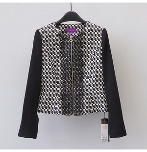 通勤棉质花边圆领短外套 3560时尚 米欧N高端大牌女装 折扣专柜正品